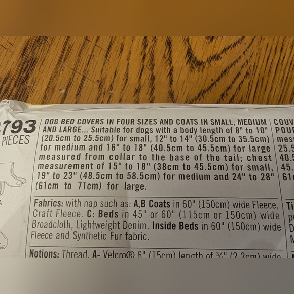 Simplicity 4793 Dummies Sewing Pattern Dog Bed Covers Coats Size A - Picture 5 of 11